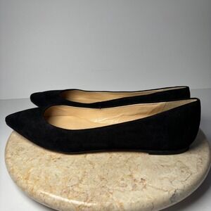 Talbots Womens 8.5 AA Black Suede Pointed Toe Flats Shoes Brazil Narrow Leather